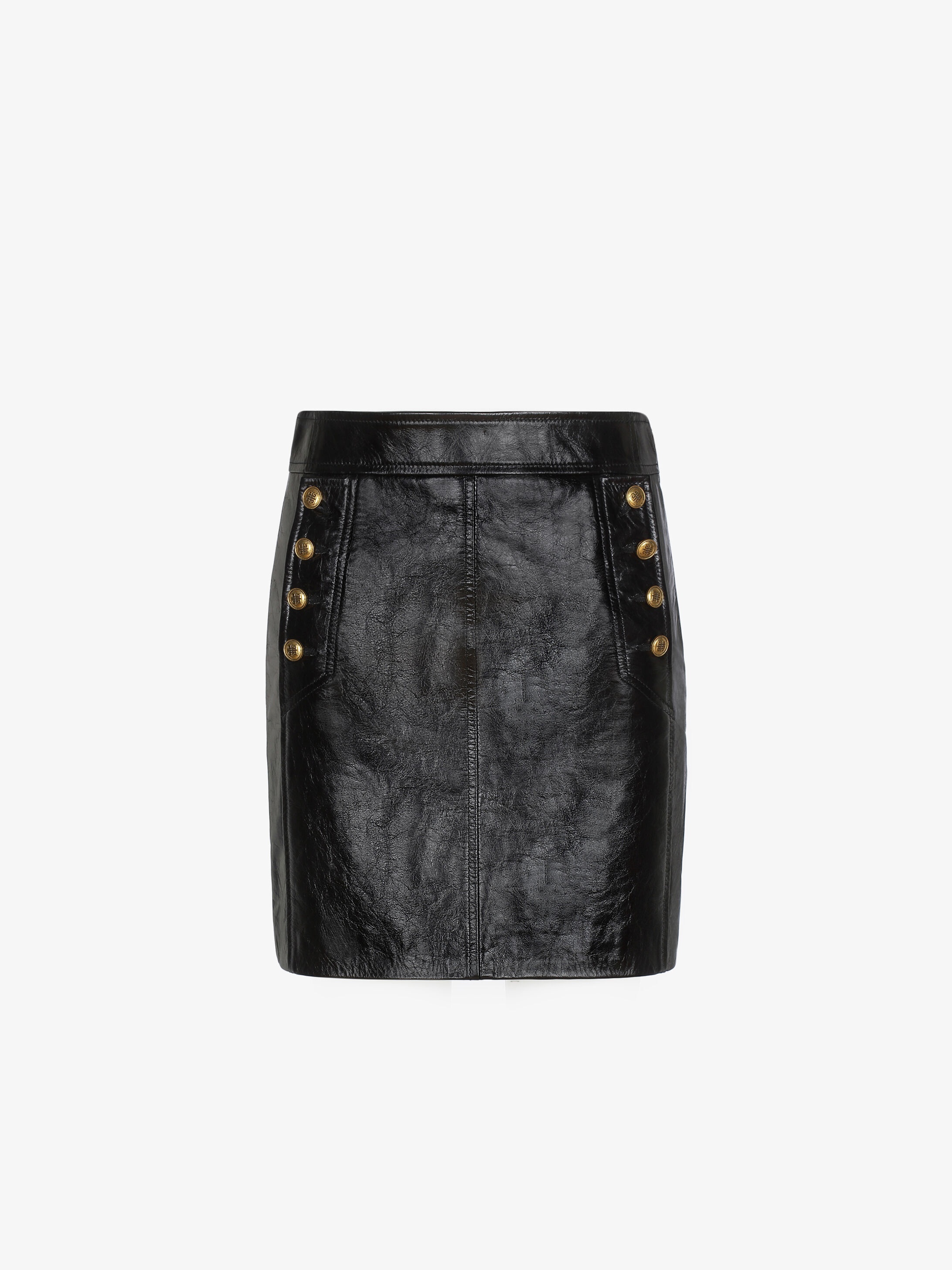 Mini skirt in vintage leather with 4G buttons - 1