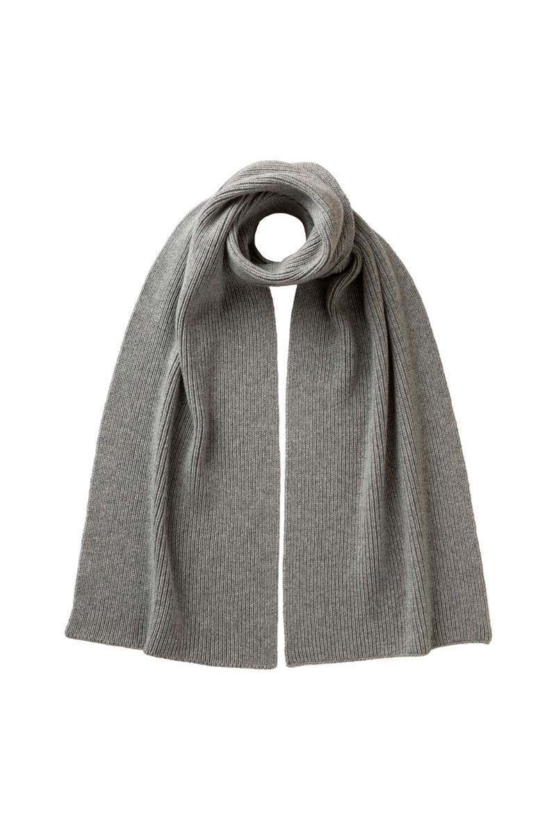 Ribbed Grey Cashmere Scarf 1