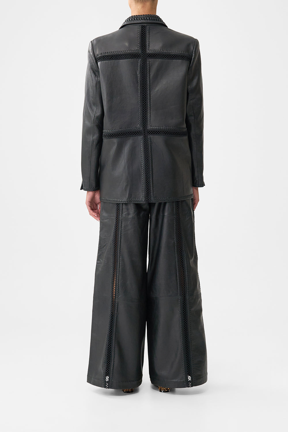 LEATHER JACKET WITH SLEEVE CUT OUT DETAIL - 3