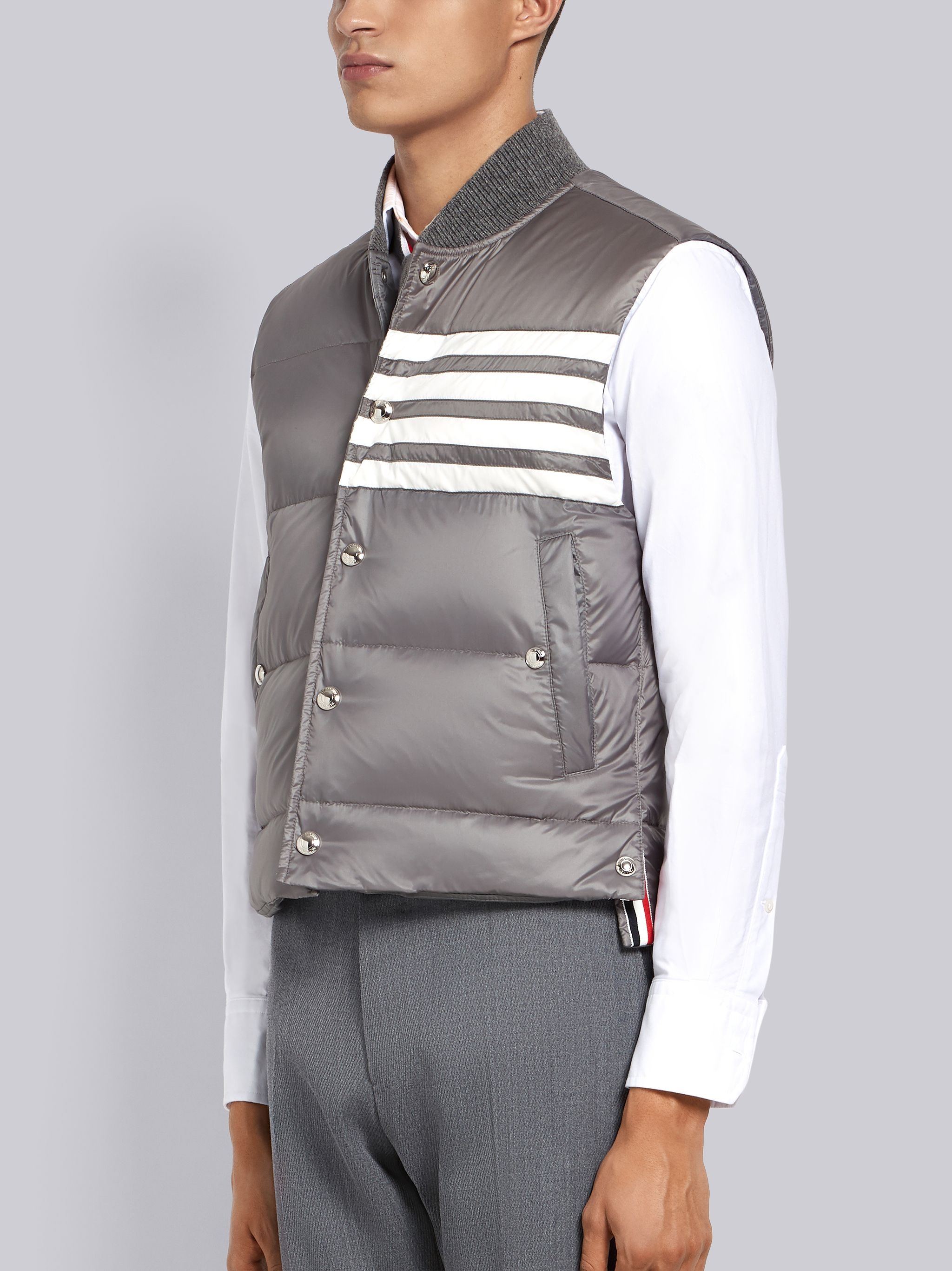 Medium Grey Matte Nylon 4-Bar Down Vest - 2