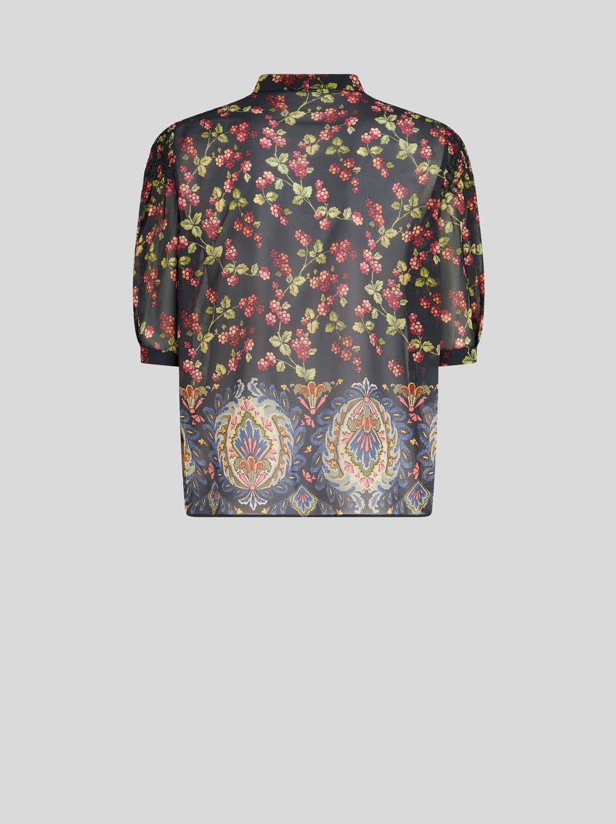 SILK SHIRT WITH RIBBON AT NECK - 5