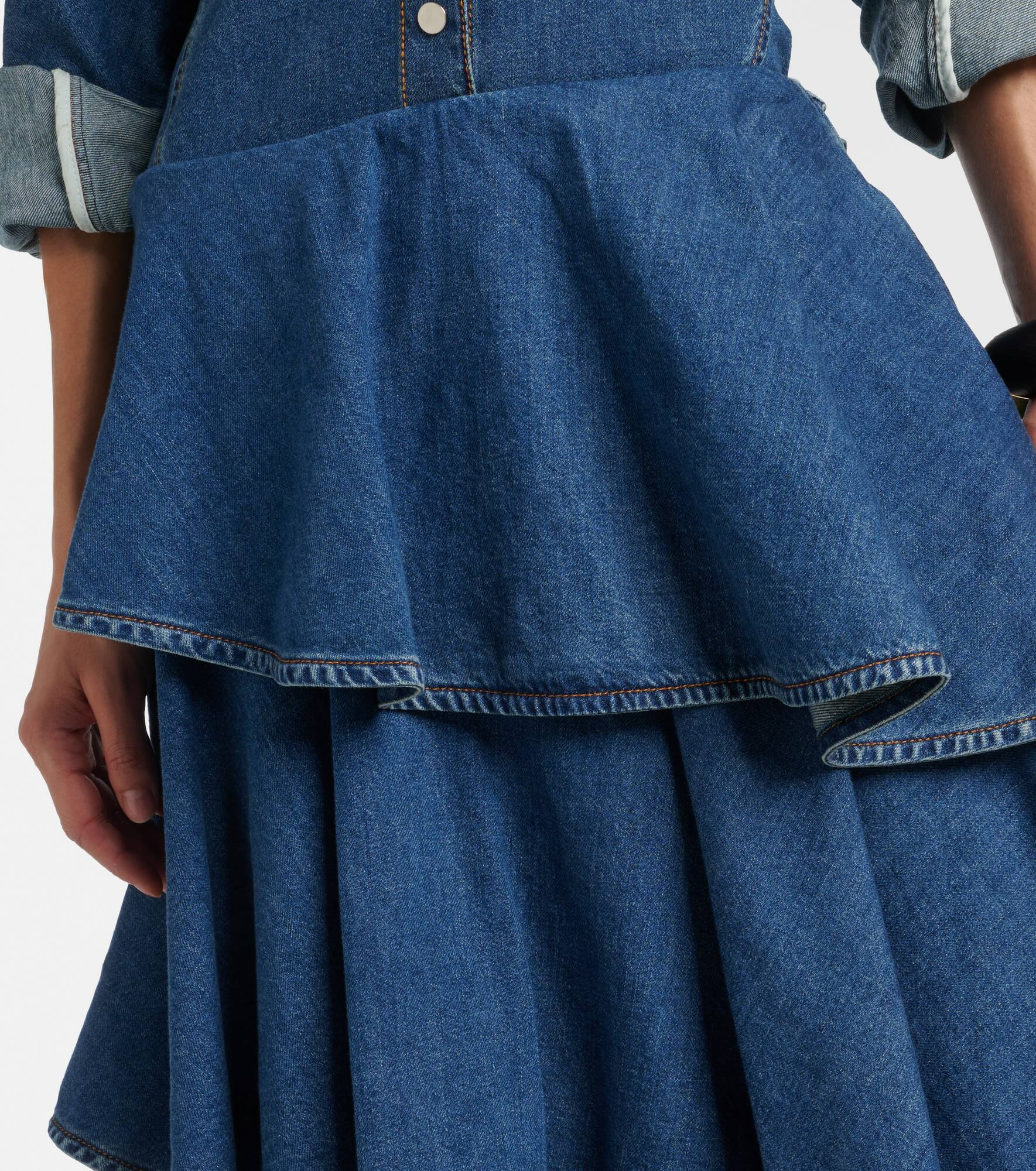 Spiral tiered denim midi skirt - 4