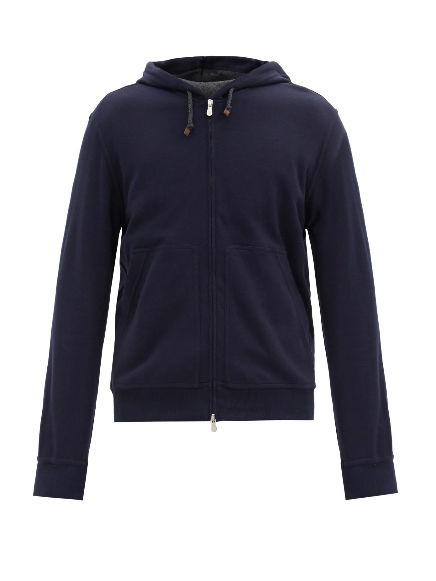 Cotton-blend jersey hooded zip-up sweatshirt - 1