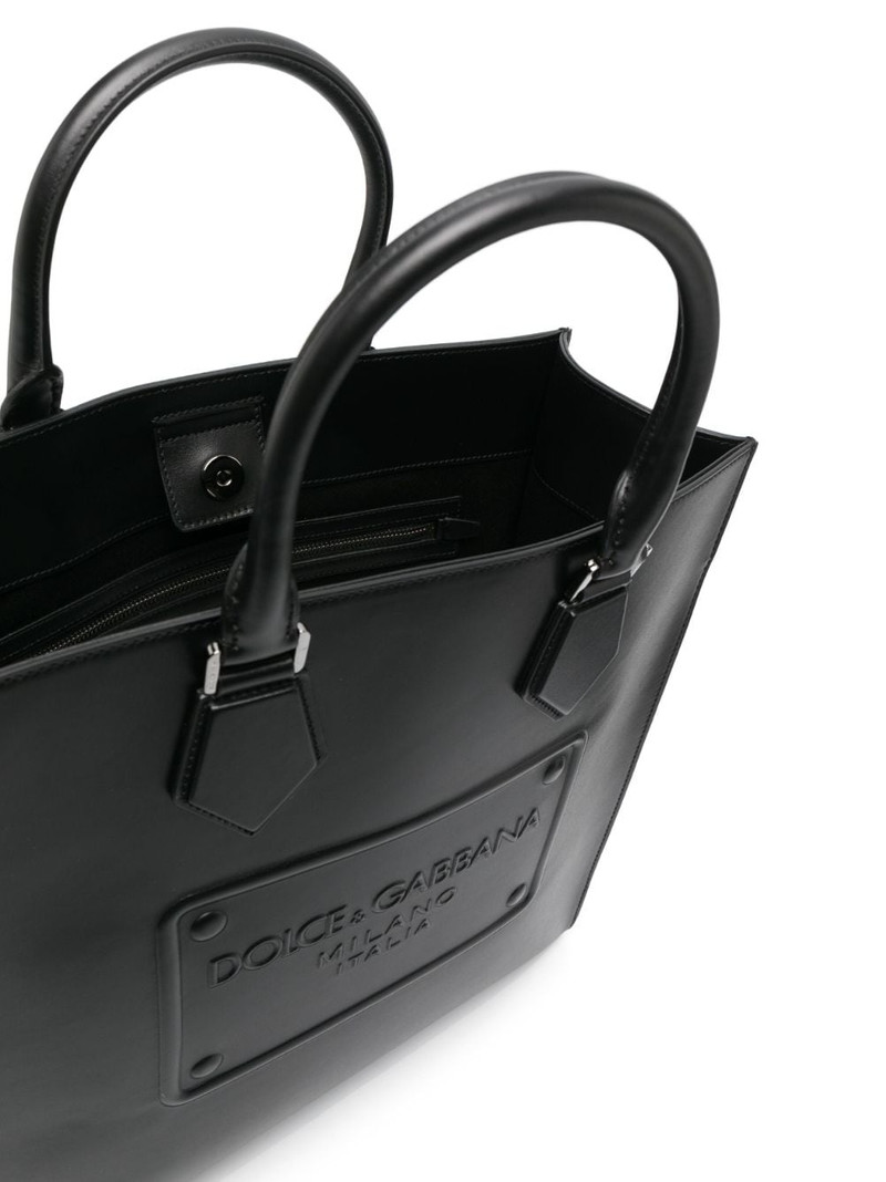 logo-embossed leather tote bag 5