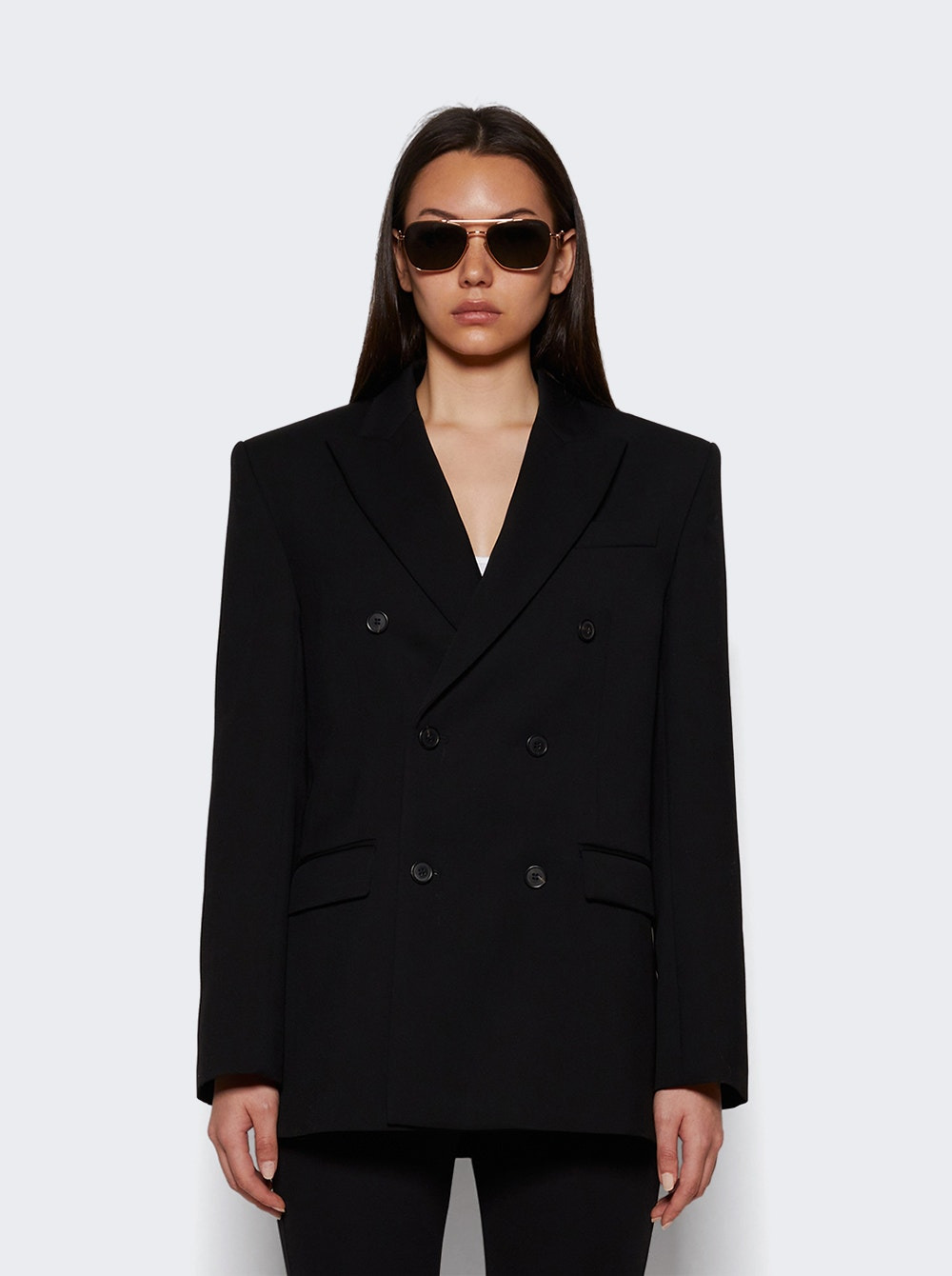 Double Breasted Blazer Black - 2