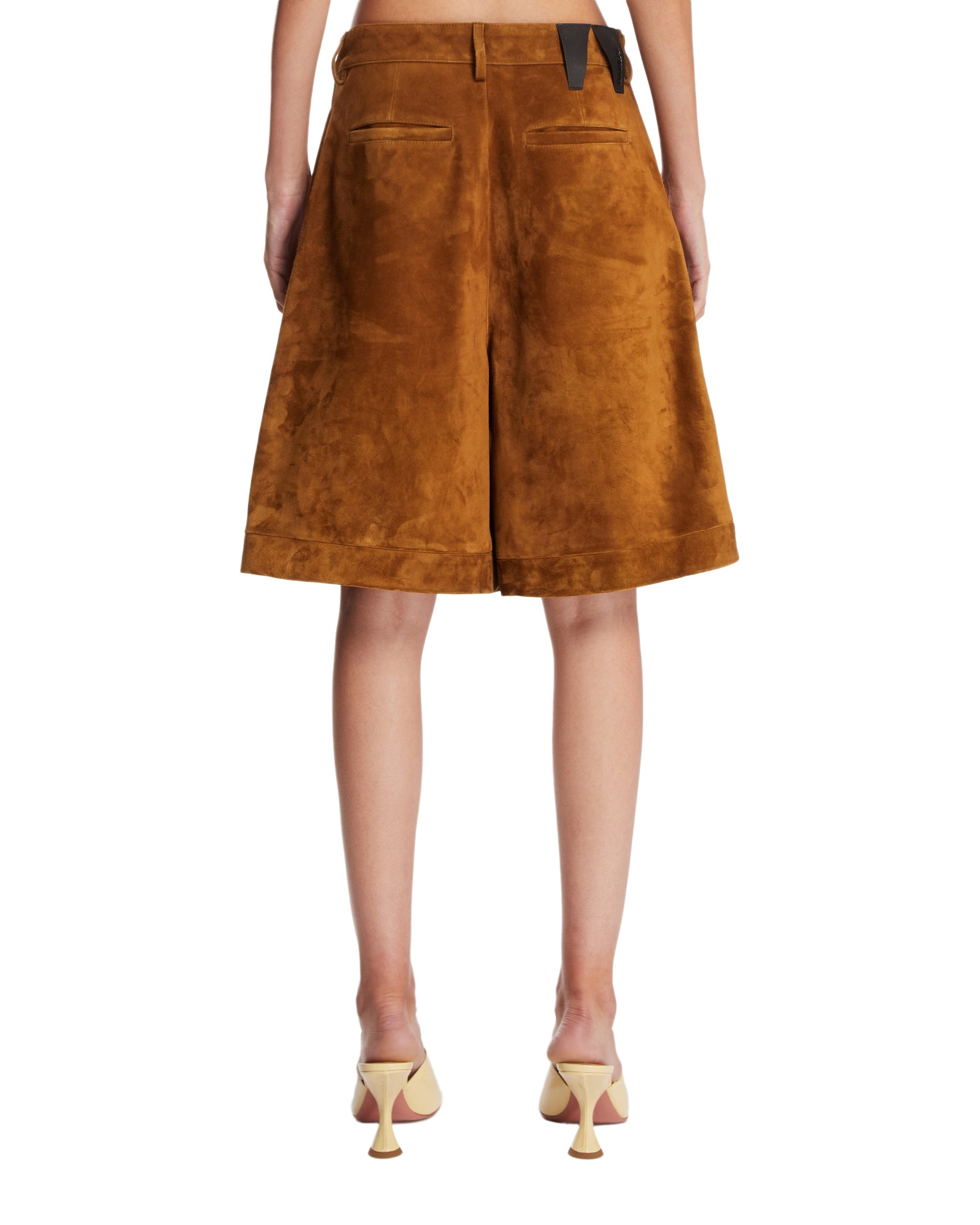 Brown Suede Bermuda Shorts - 3