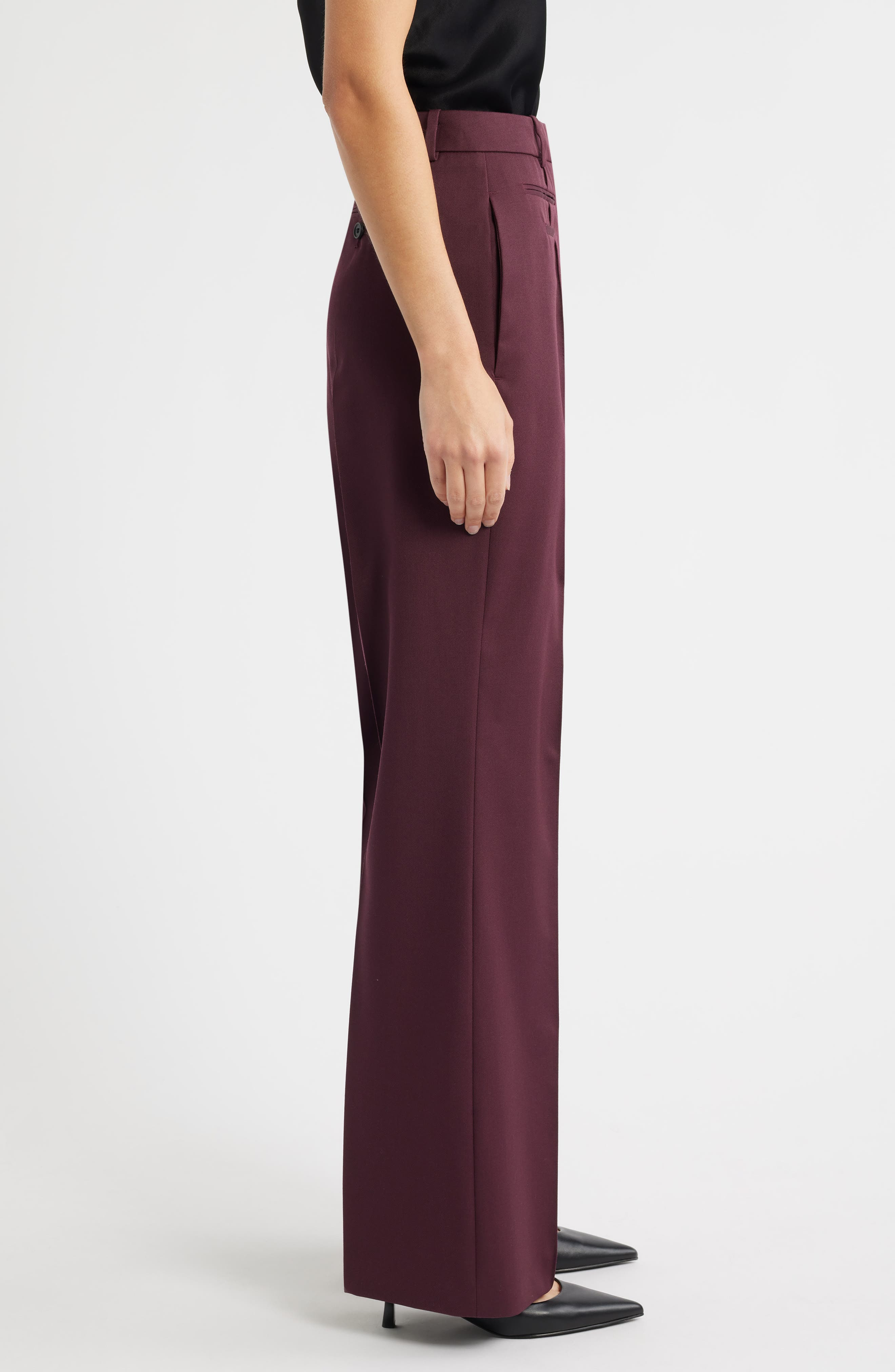 BOSS Talmia Virgin Wool Flare Pants in Soft Vermillion at Nordstrom - 3