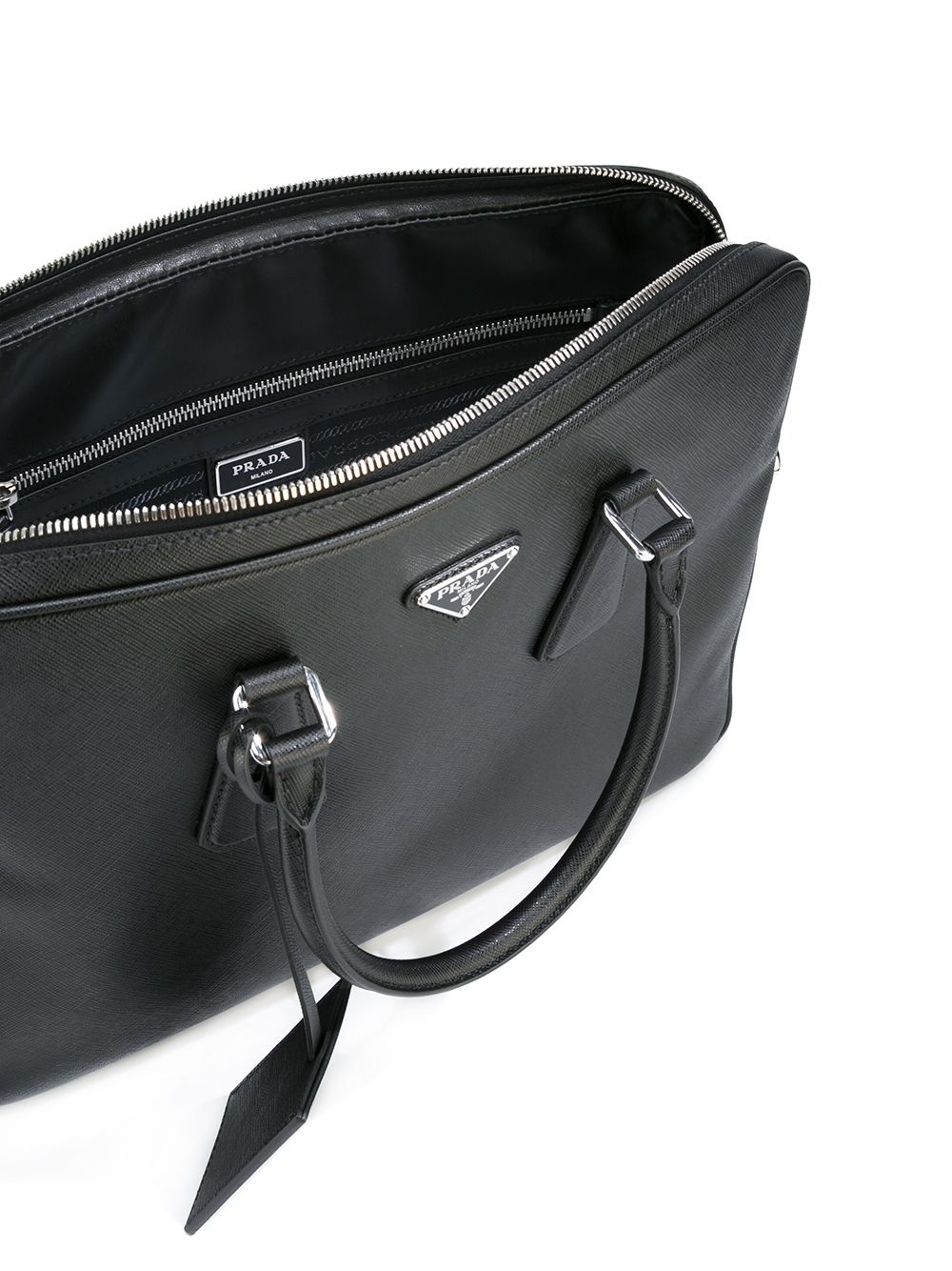 triangle-logo leather briefcase - 5