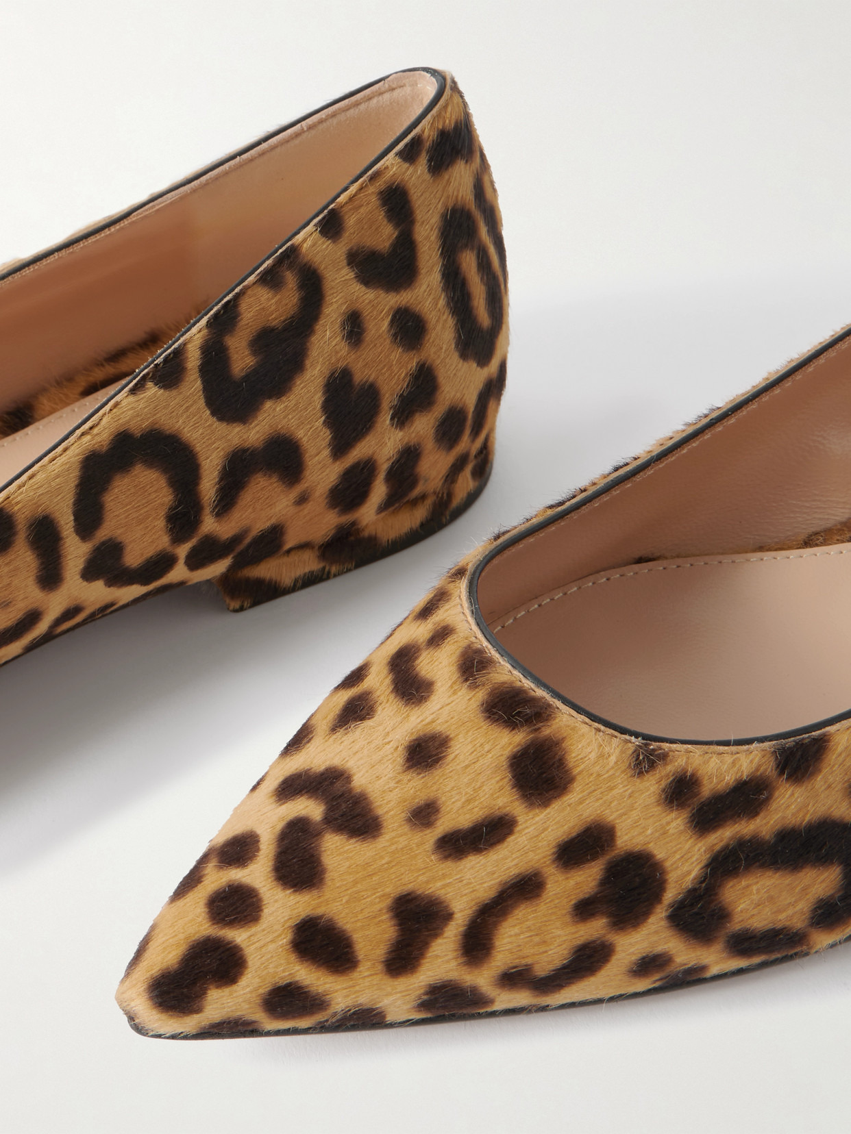 Leopard-print Pony Hair Point-toe Flats - 4