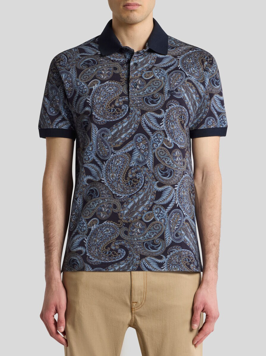 COTTON POLO SHIRT WITH PAISLEY PRINT - 2