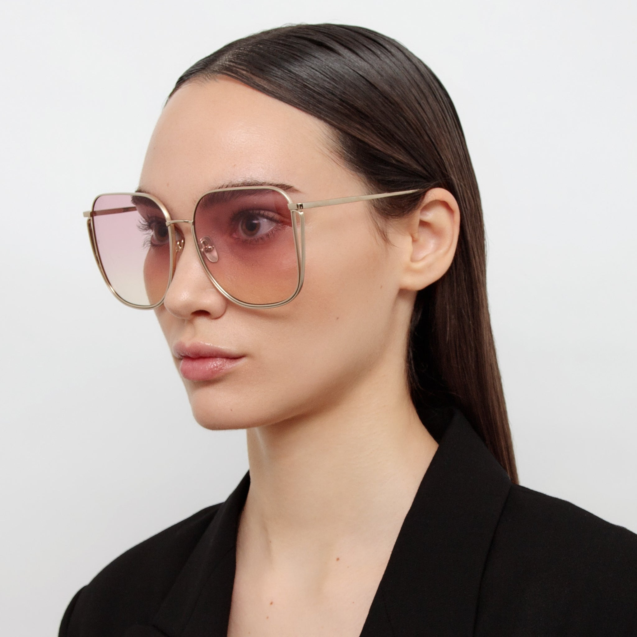 CAMRY OVERSIZED SUNGLASSES IN LIGHT GOLD AND LILAC - 2