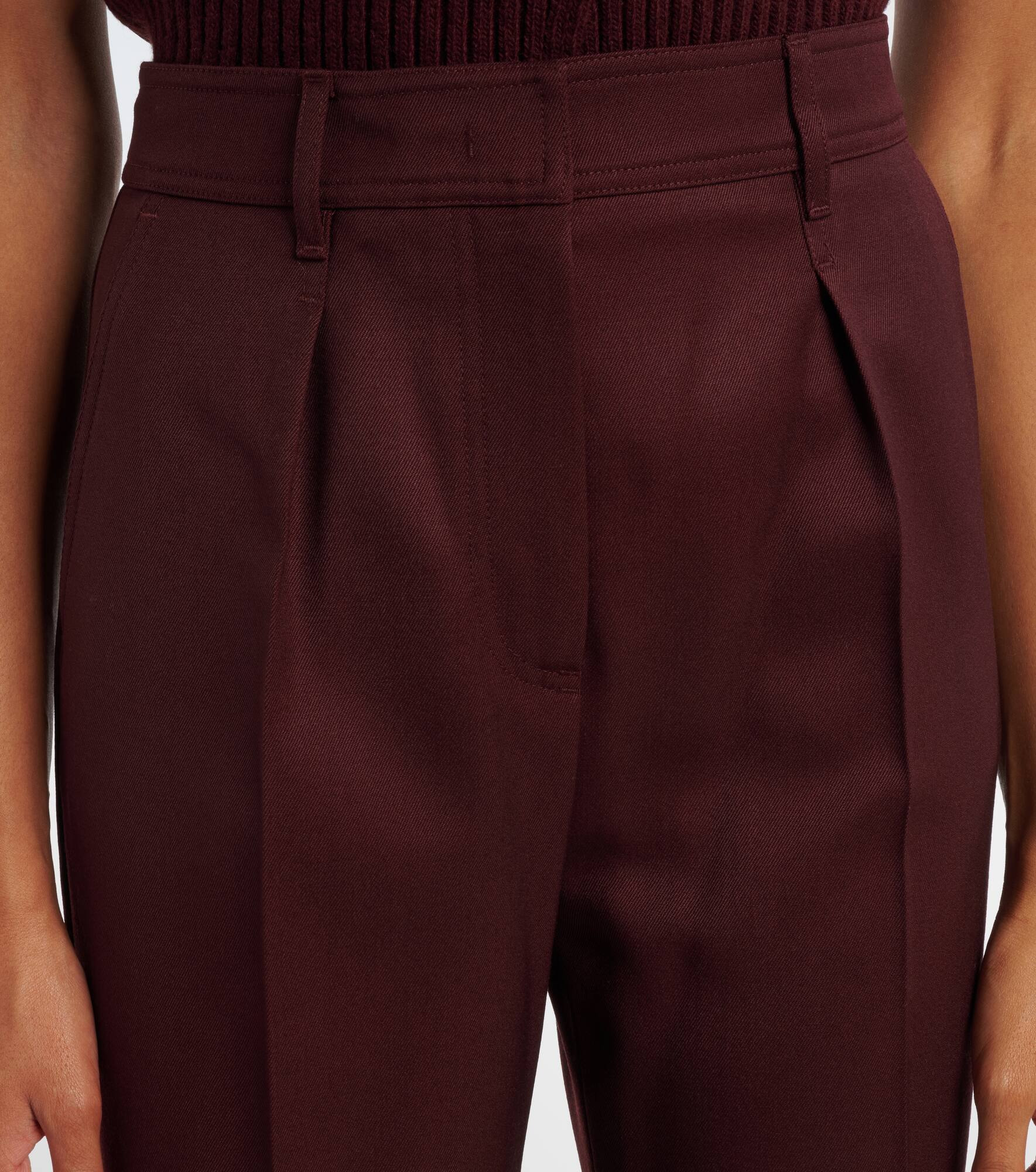 Pleated high-rise virgin wool straight pants - 4