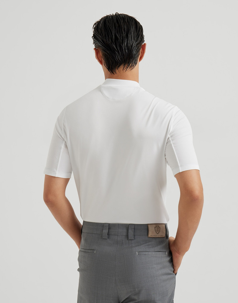 Brunello Cucinelli Techno piqué mock neck T-shirt with logo outlook
