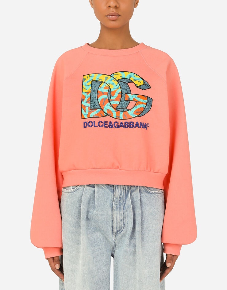 Cropped jersey sweatshirt with DG logo print - 1