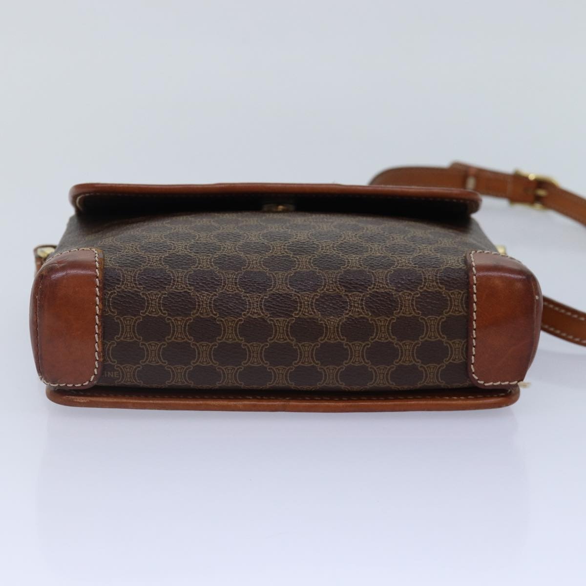 CELINE Macadam Canvas Shoulder Bag Pvc Leather Brown Gold - 5