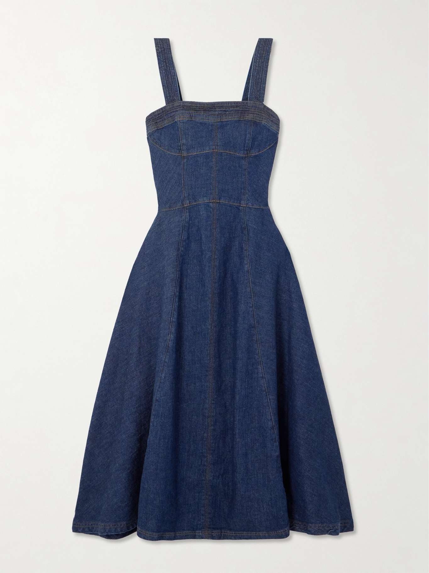 Cici paneled organic denim midi dress - 1