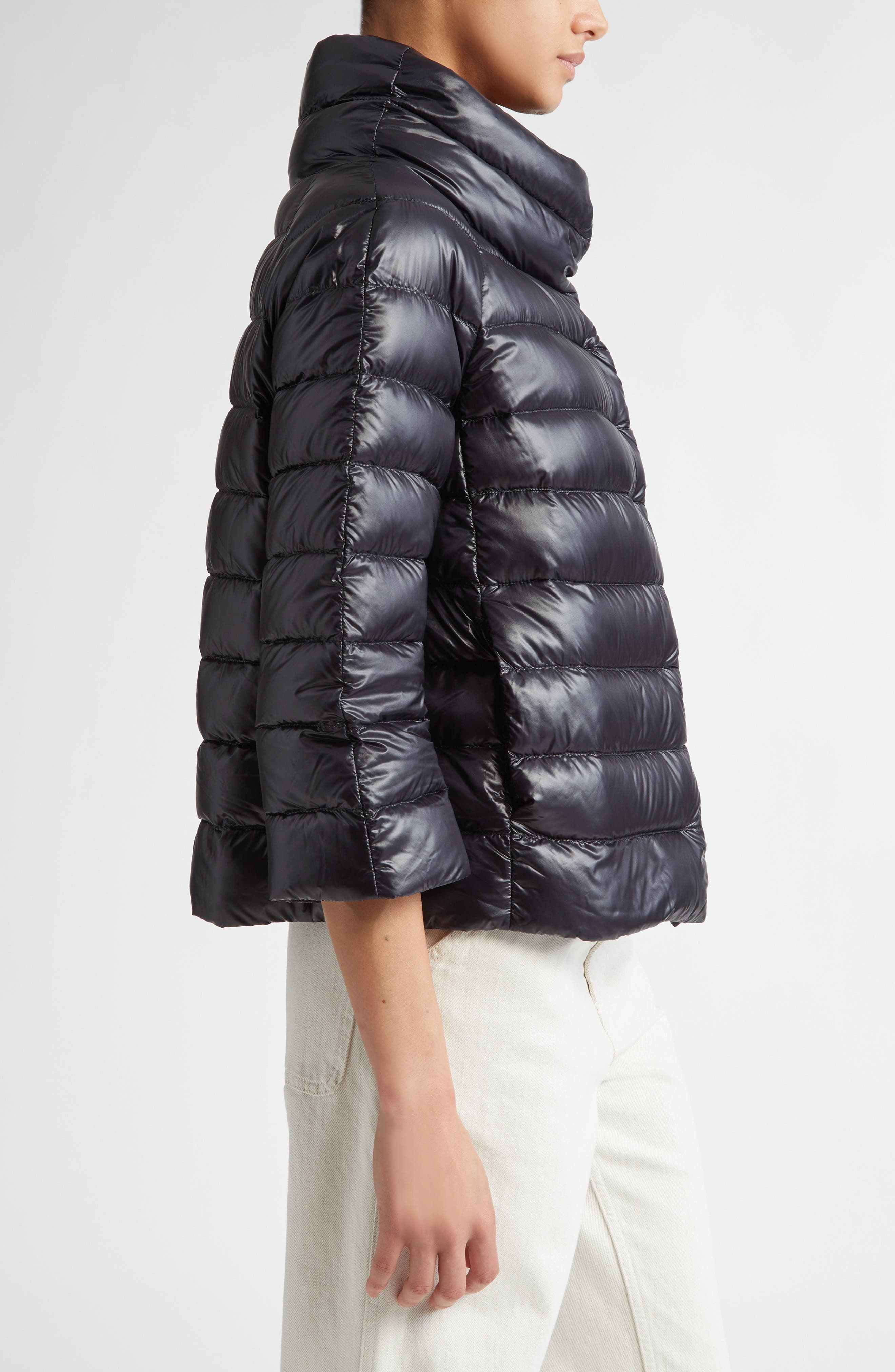 Herno Sofia Iconic Down Crop Puffer Jacket in Black at Nordstrom - 3