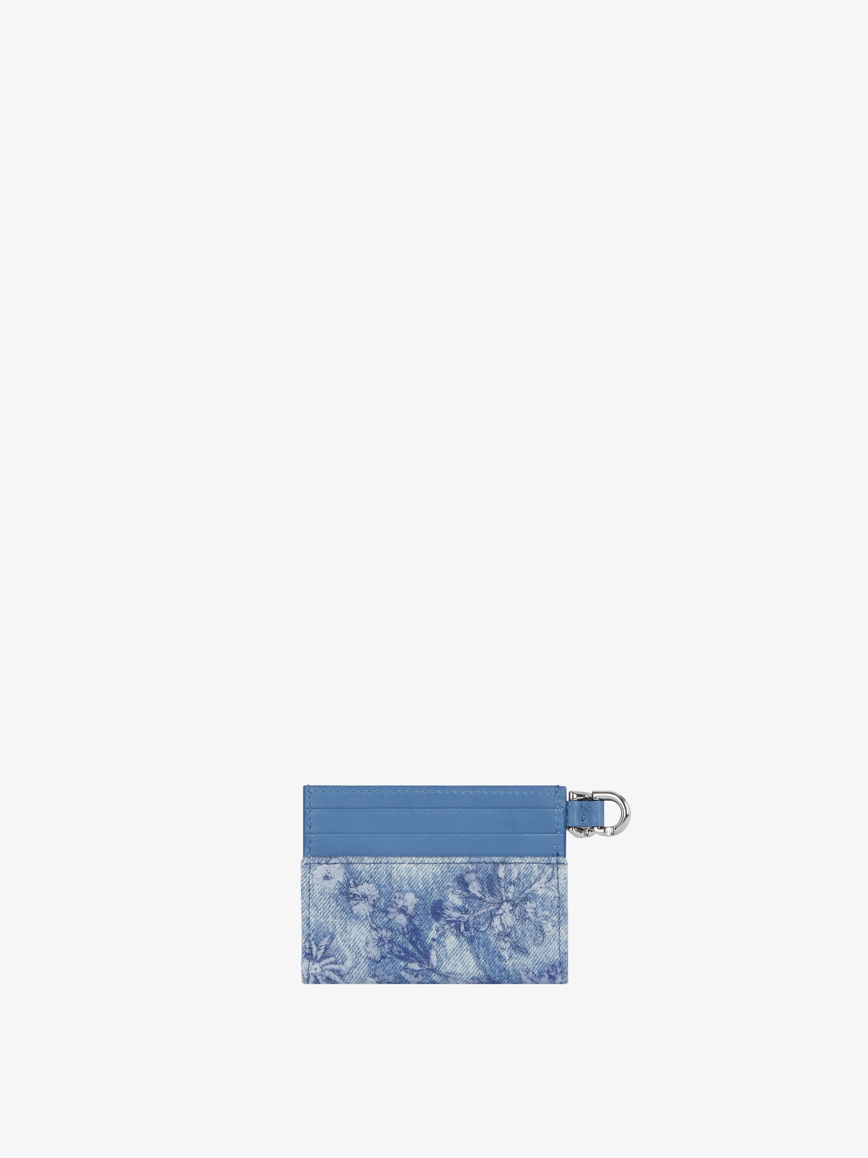 VOYOU CARD HOLDER IN WASHED EMBROIDERED DENIM - 2