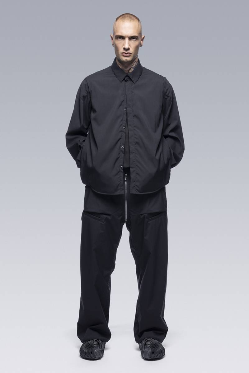 LA10-M Nylon Stretch Polartec® Alpha® Press Button Shirt Jacket Black - 1