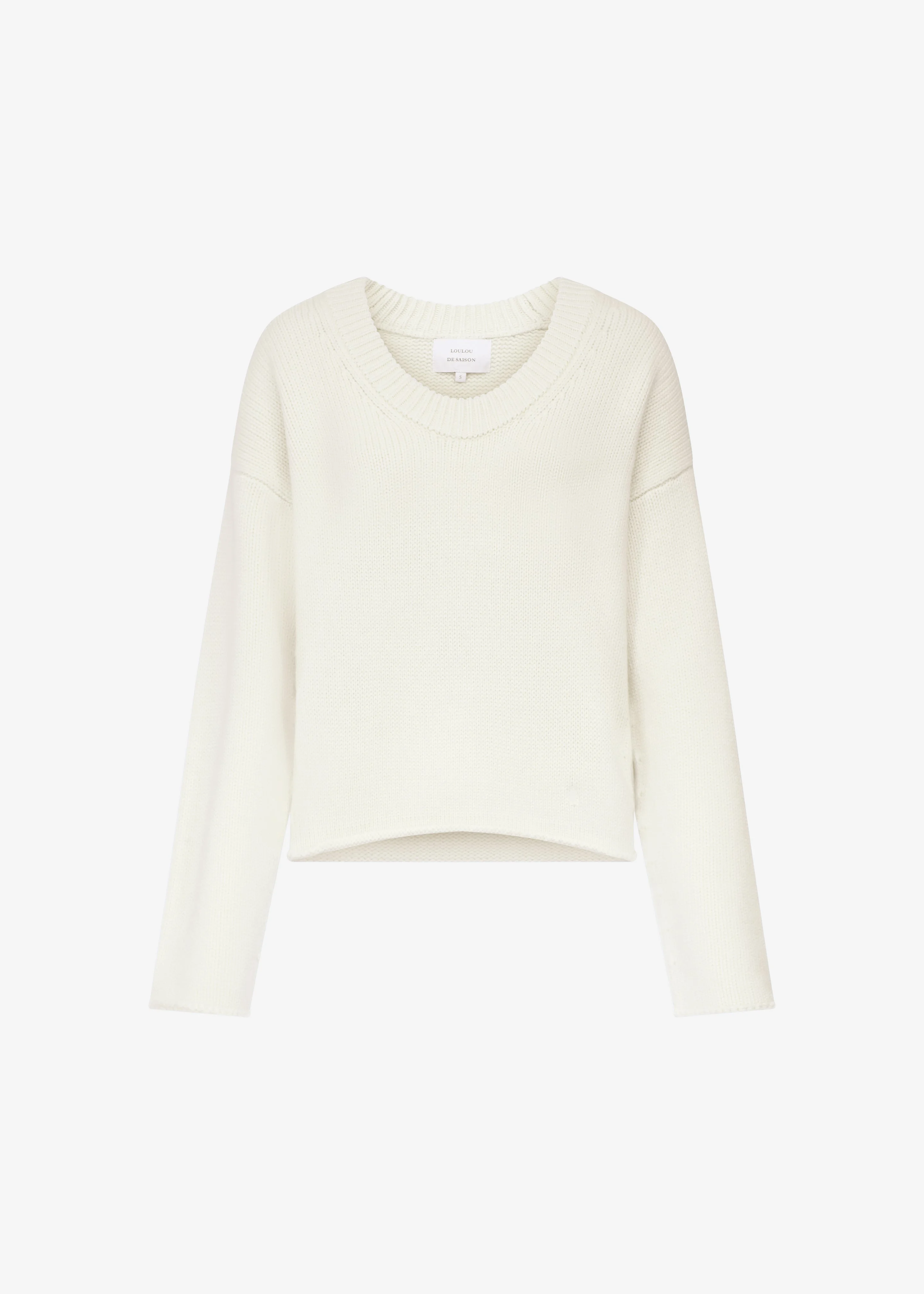 Loulou de Saison Derry Lds U-Neck Sweater - Ivory - 1