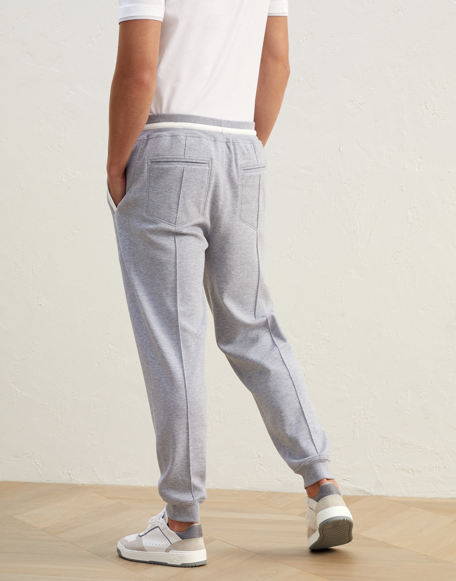 Techno cotton French terry trousers with contrast details and elasticated cuffs - 2