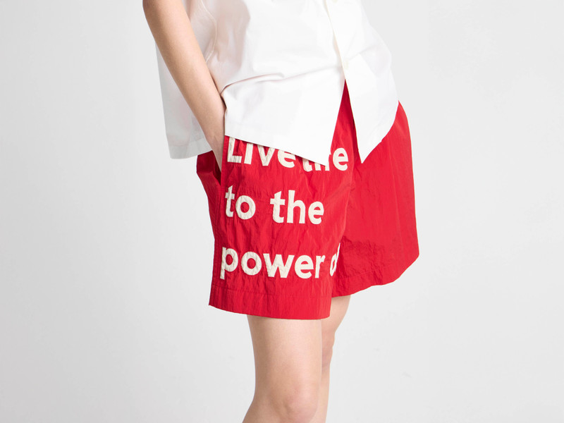 Unisex JW ANDERSON X GUINNESS SLOGAN TRACK SHORTS IN RED 3