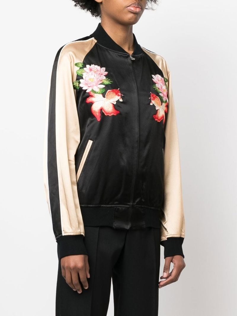 floral-embroidered bomber jacket - 3