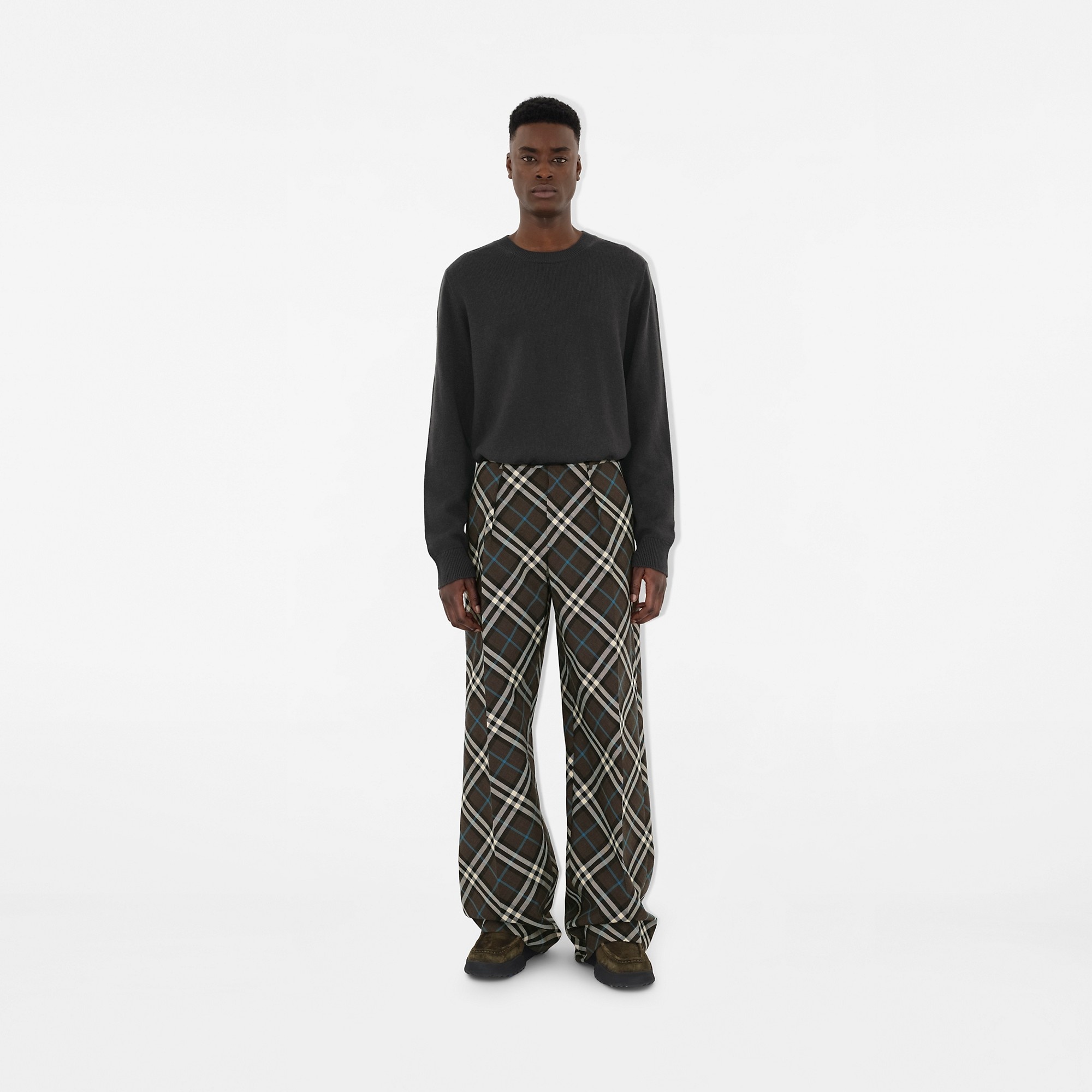 Check Wool Blend Tailored Trousers - 2