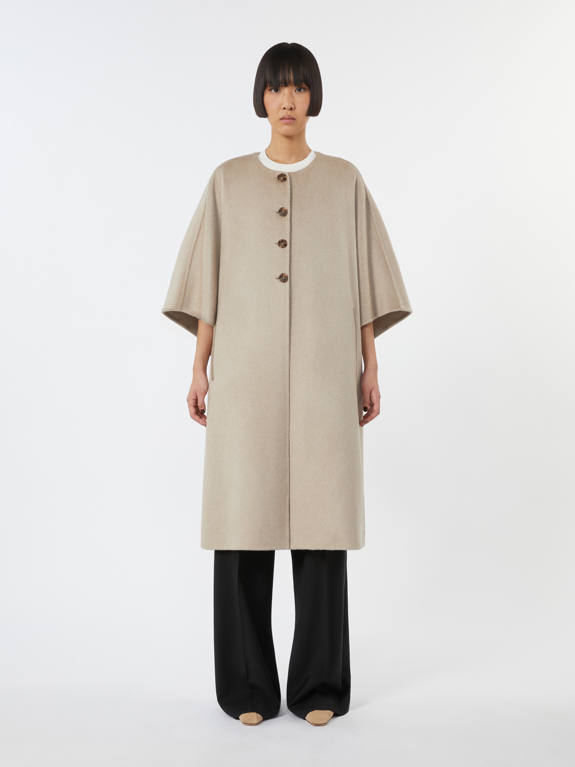 MORIANA Long cape in cashmere drap - 3