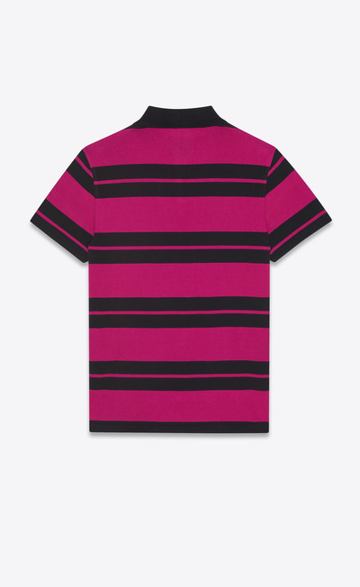 SAINT LAURENT monogram polo shirt in striped jersey outlook