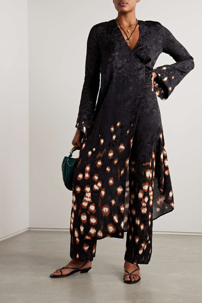 Johanna Ortiz + NET SUSTAIN Inner Strength printed satin-jacquard midi wrap dress outlook