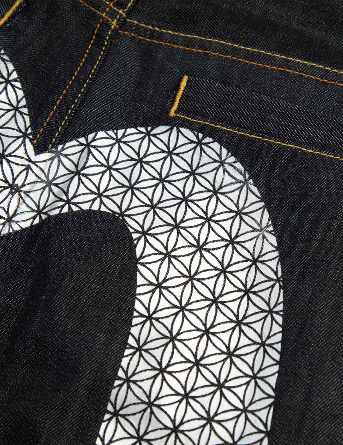FOIL PRINT DAICOCK WITH RHINESTONE WID LEG JEANS - 7