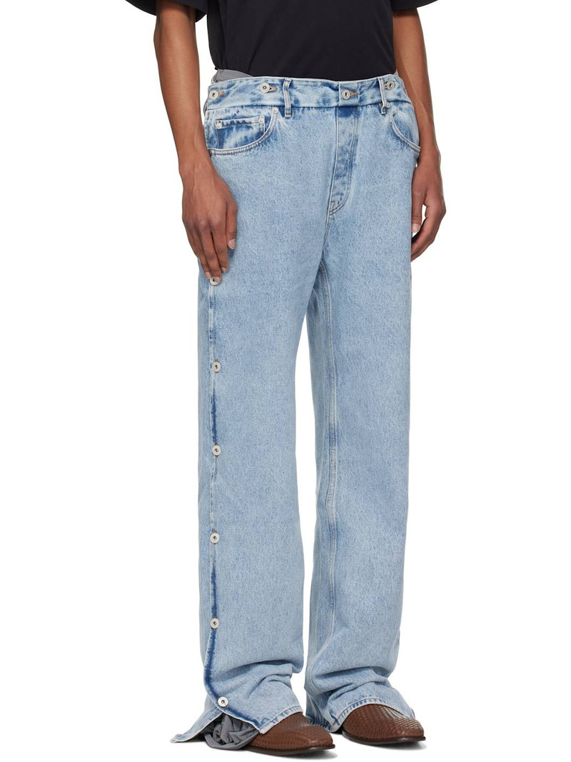 Y/Project Blue & Gray Collapsed Waist Jeans outlook