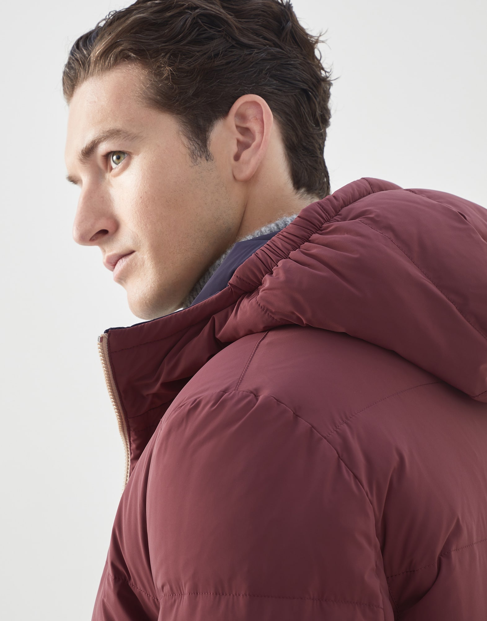 Bonded nylon reversible hooded down jacket - 3