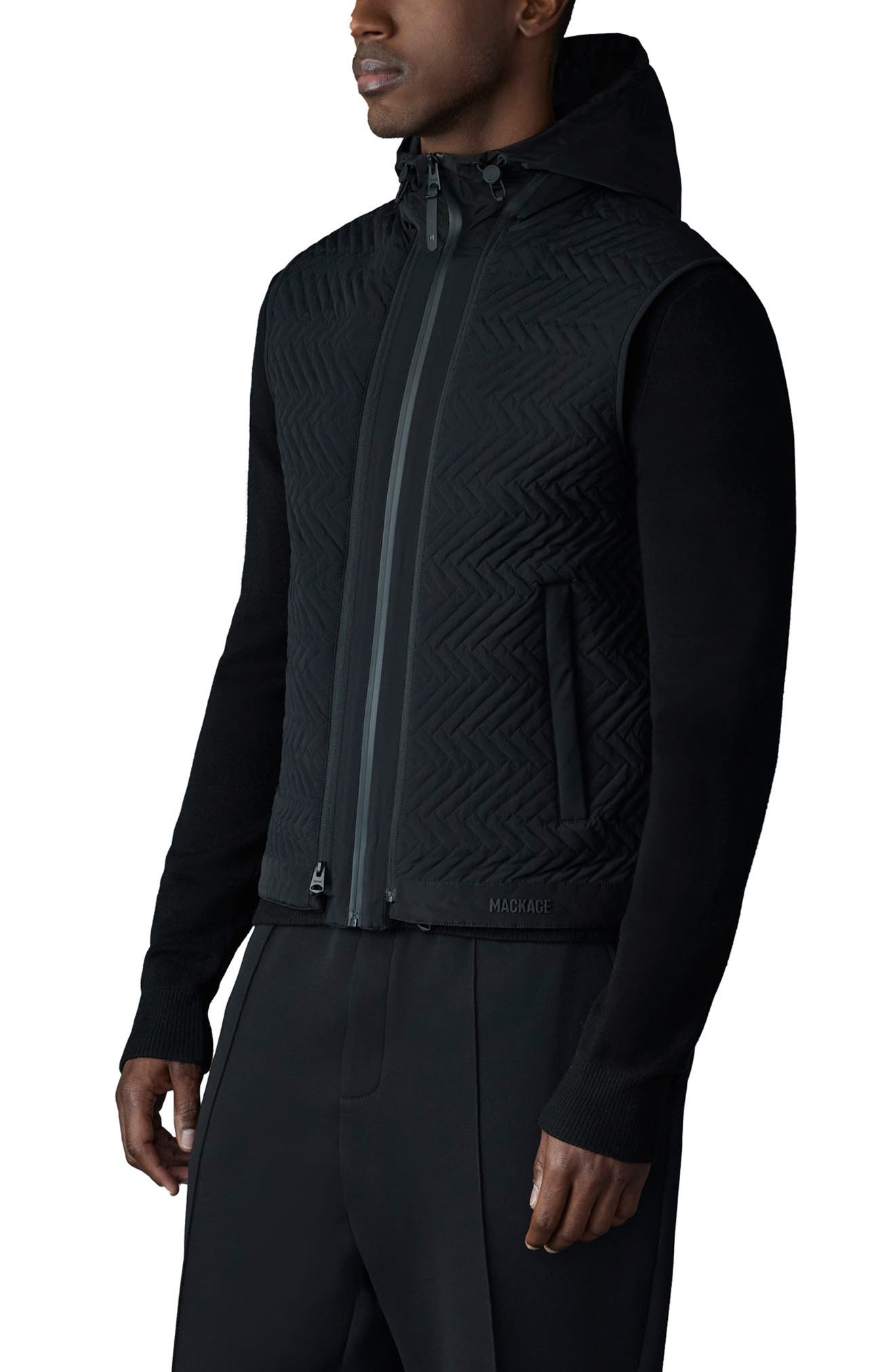 Mackage Barrett 2-in-1 Quilted Hybrid Recycled Down Jacket in Black at Nordstrom - 3