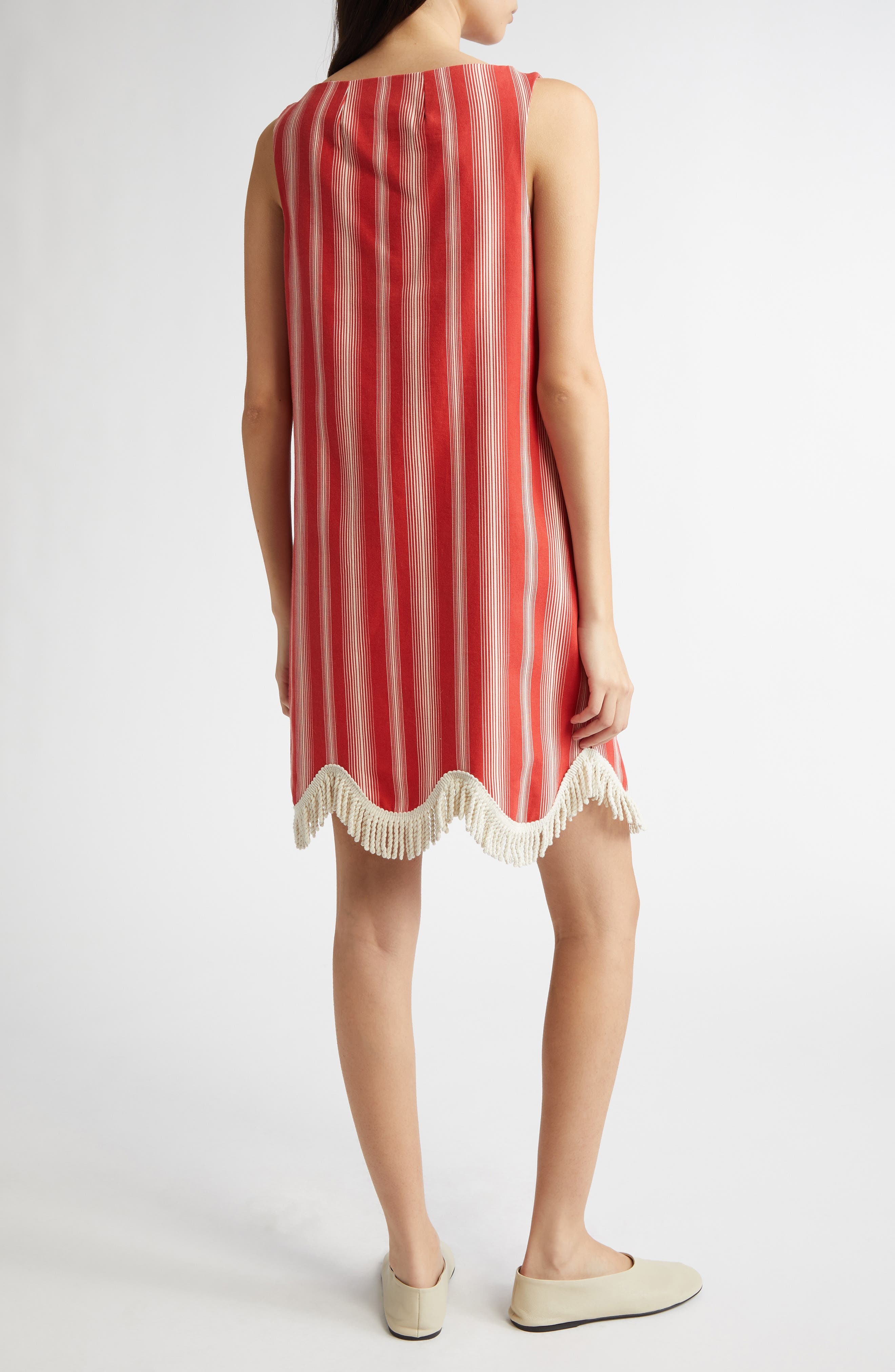 Bode Parasol Stripe Cotton Shift Dress in Red/White at Nordstrom - 2