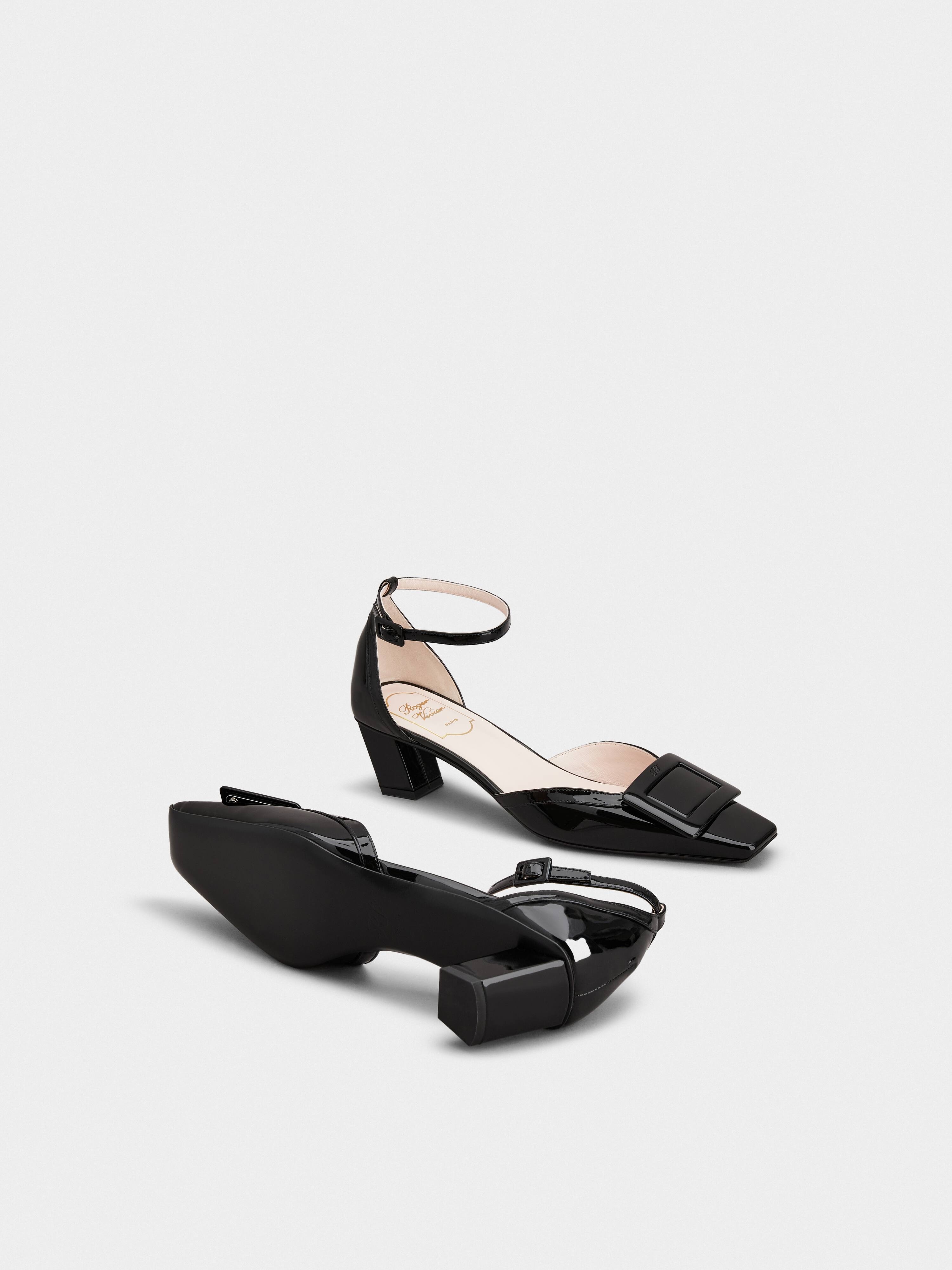 Belle Vivier Ankle Strap Lacquered Buckle Pumps in Patent Leather - 6
