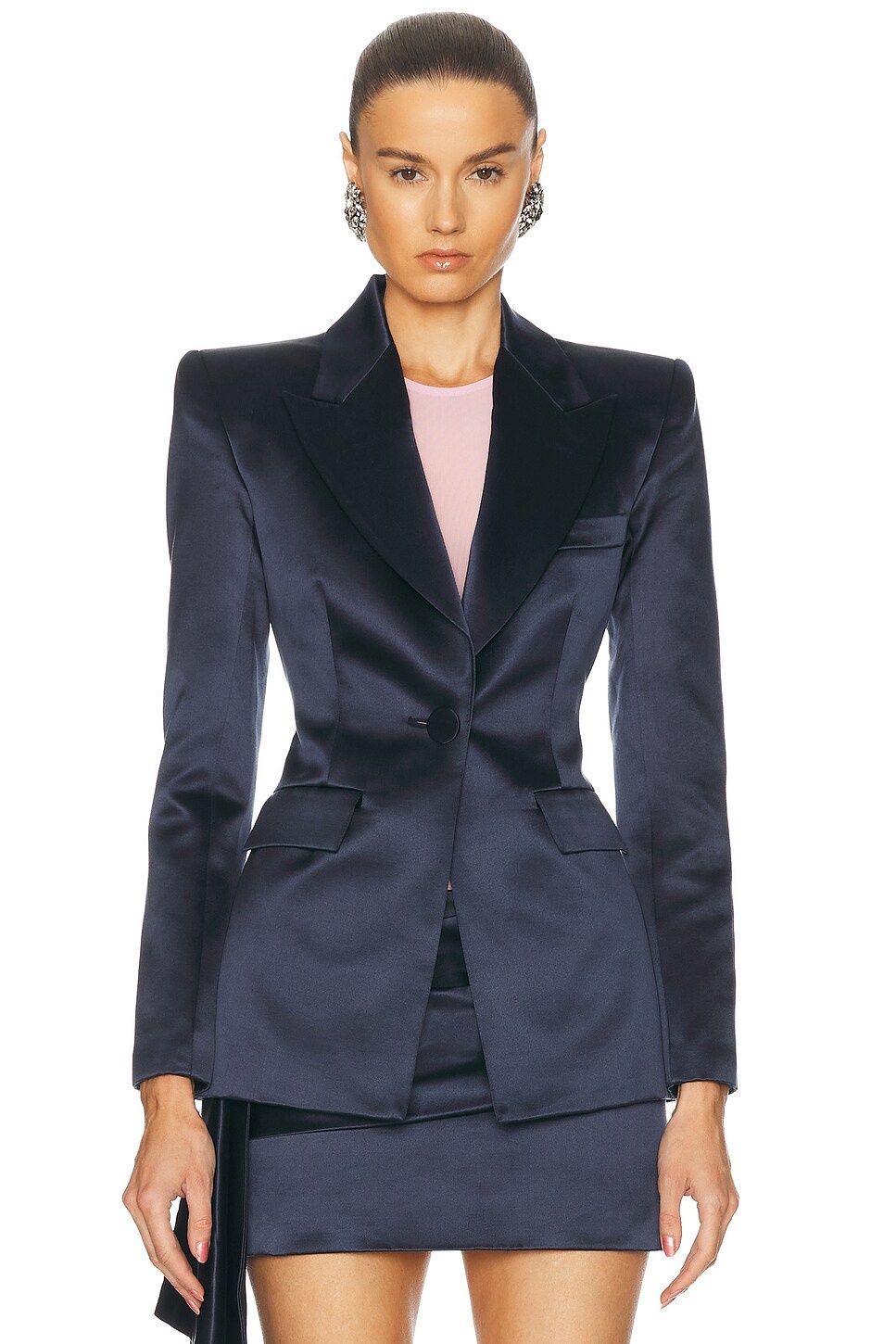 Fitted Satin Blazer - 2
