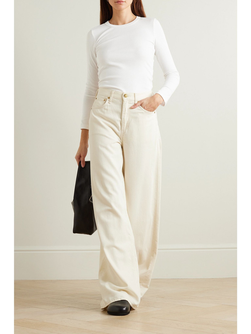 LESET Kelly ribbed stretch-cotton jersey top White outlook