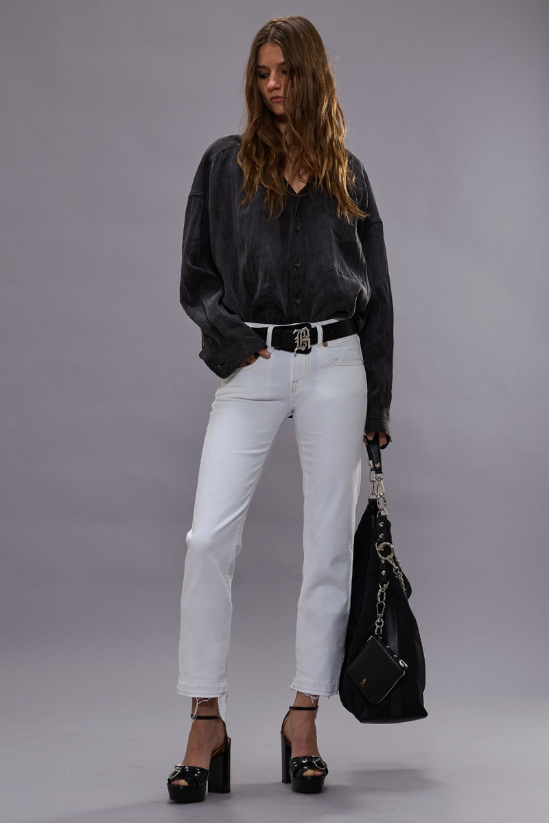 R13 TWISTED NECK SHIRT - BLACK - R13 outlook