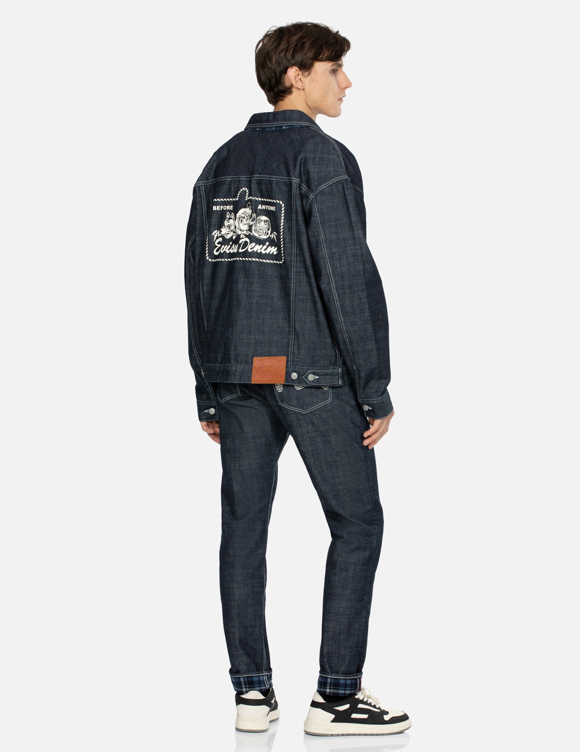 Rope-pattern Seagull Print Carrot Fit Denim Jeans #2017 - 3