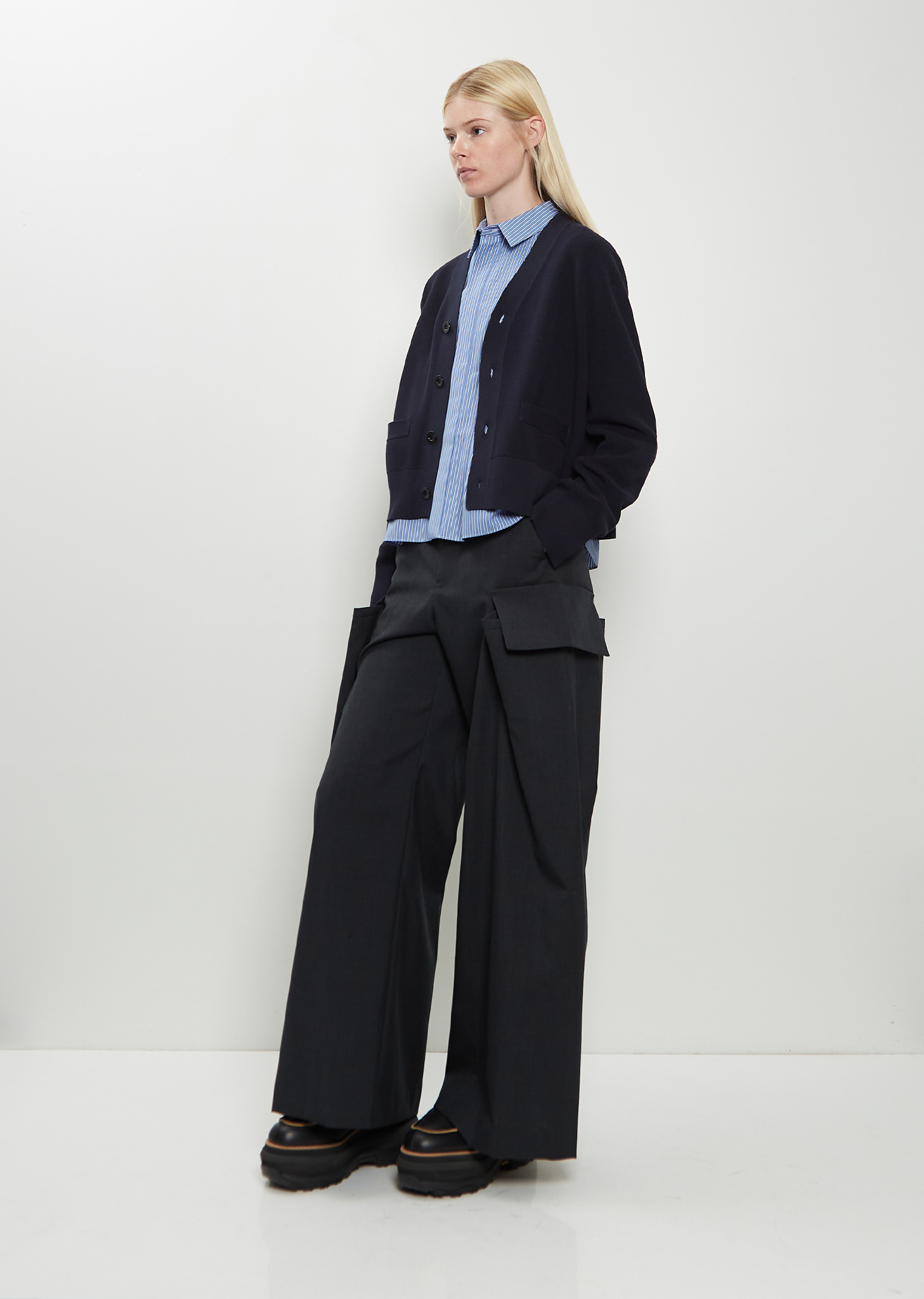 Poplin x Cotton Knit Cardigan - 4