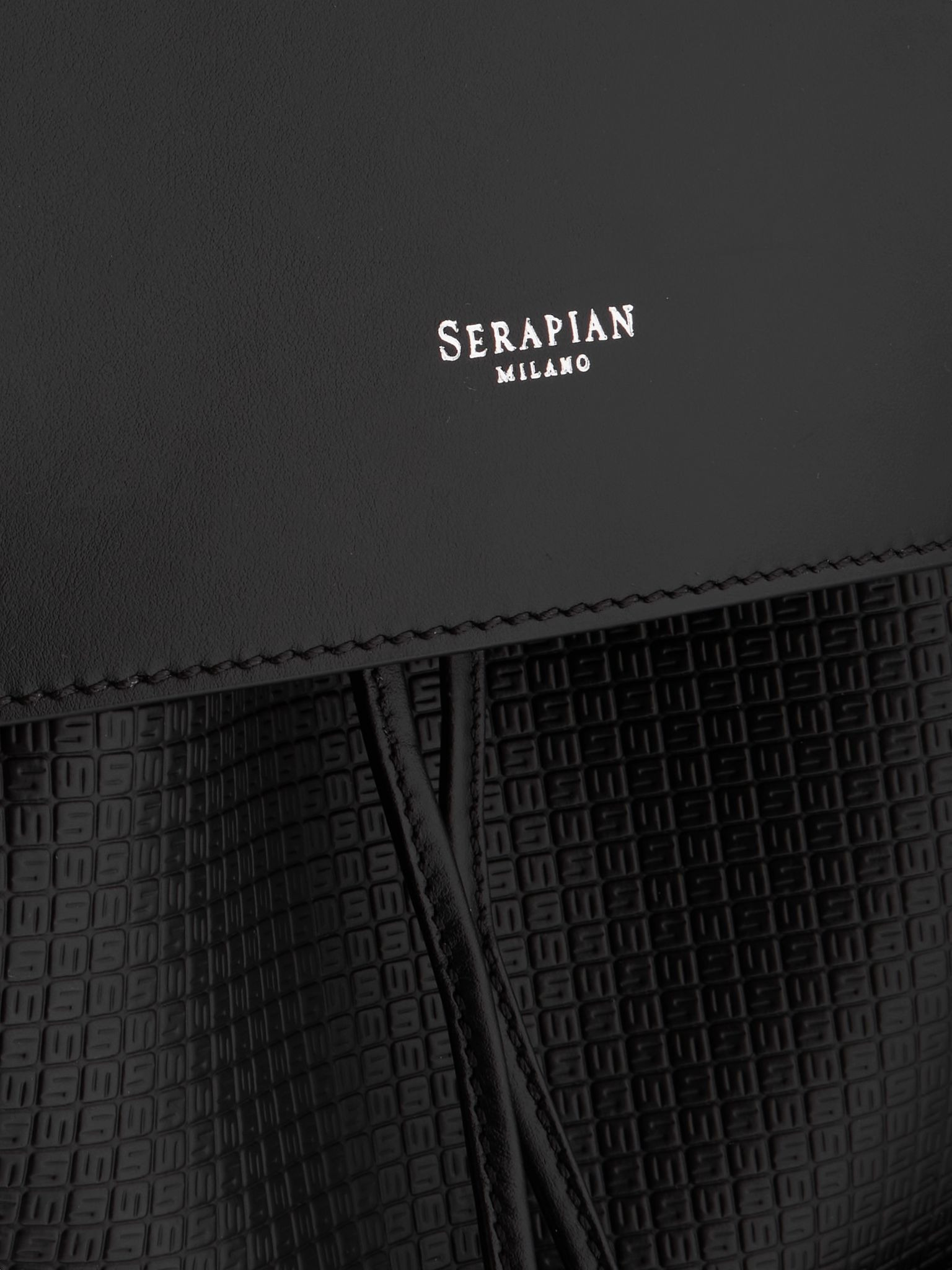 Large Logo-Embossed Coated-Canvas and Leather Backpack Black - 4