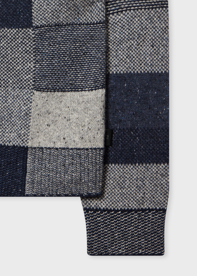 Paul Smith Navy Tonal Patchwork Zip-Through Cardigan outlook