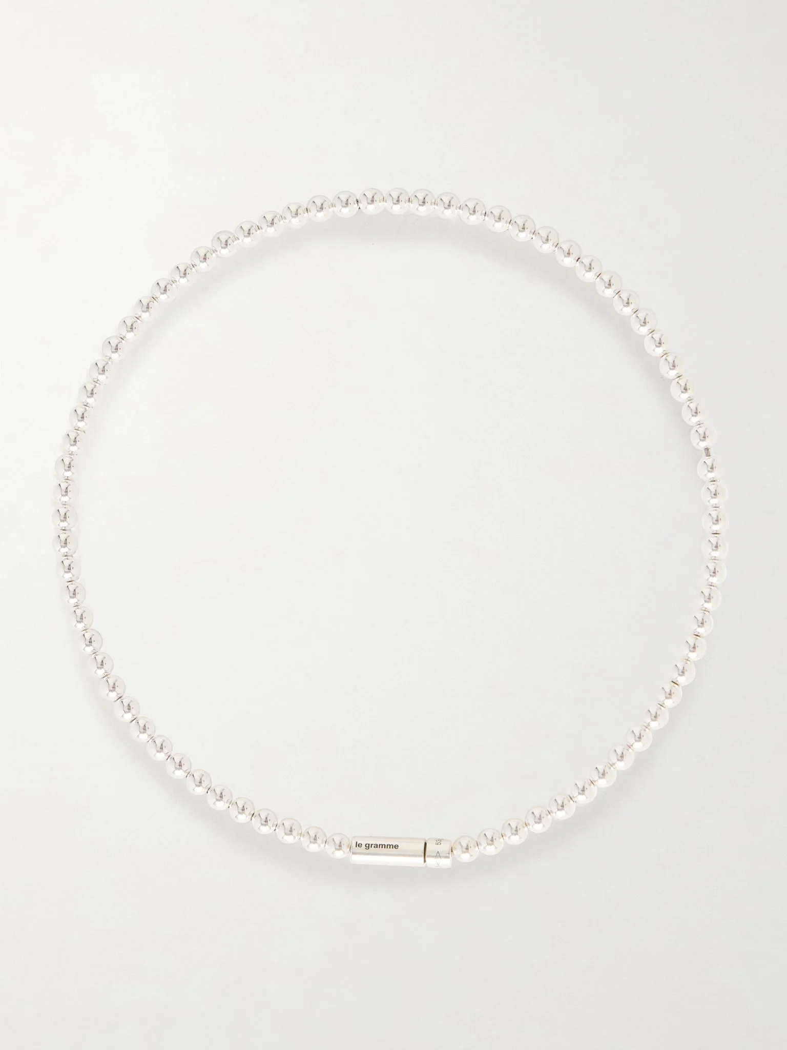 53g Beaded Sterling Silver Necklace Silver - 1