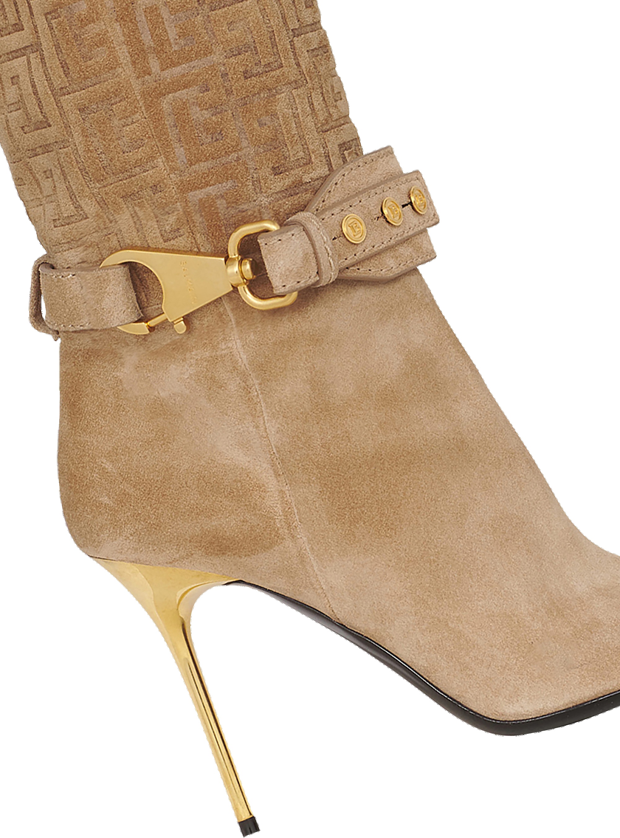 Debossed monogram suede Robin ankle boots - 4