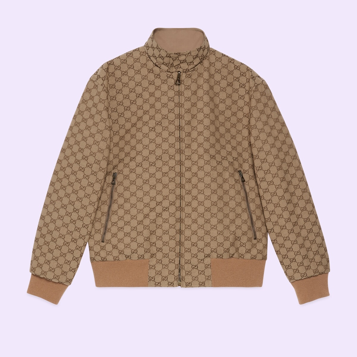 Leather and GG canvas reversible jacket - 7