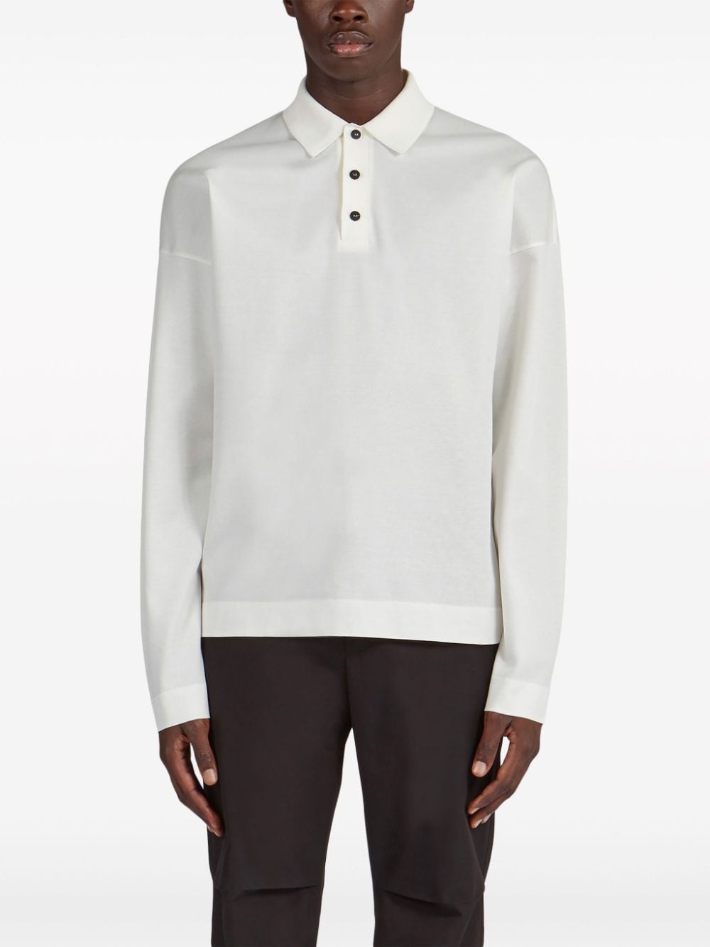 long-sleeve cotton polo shirt - 3