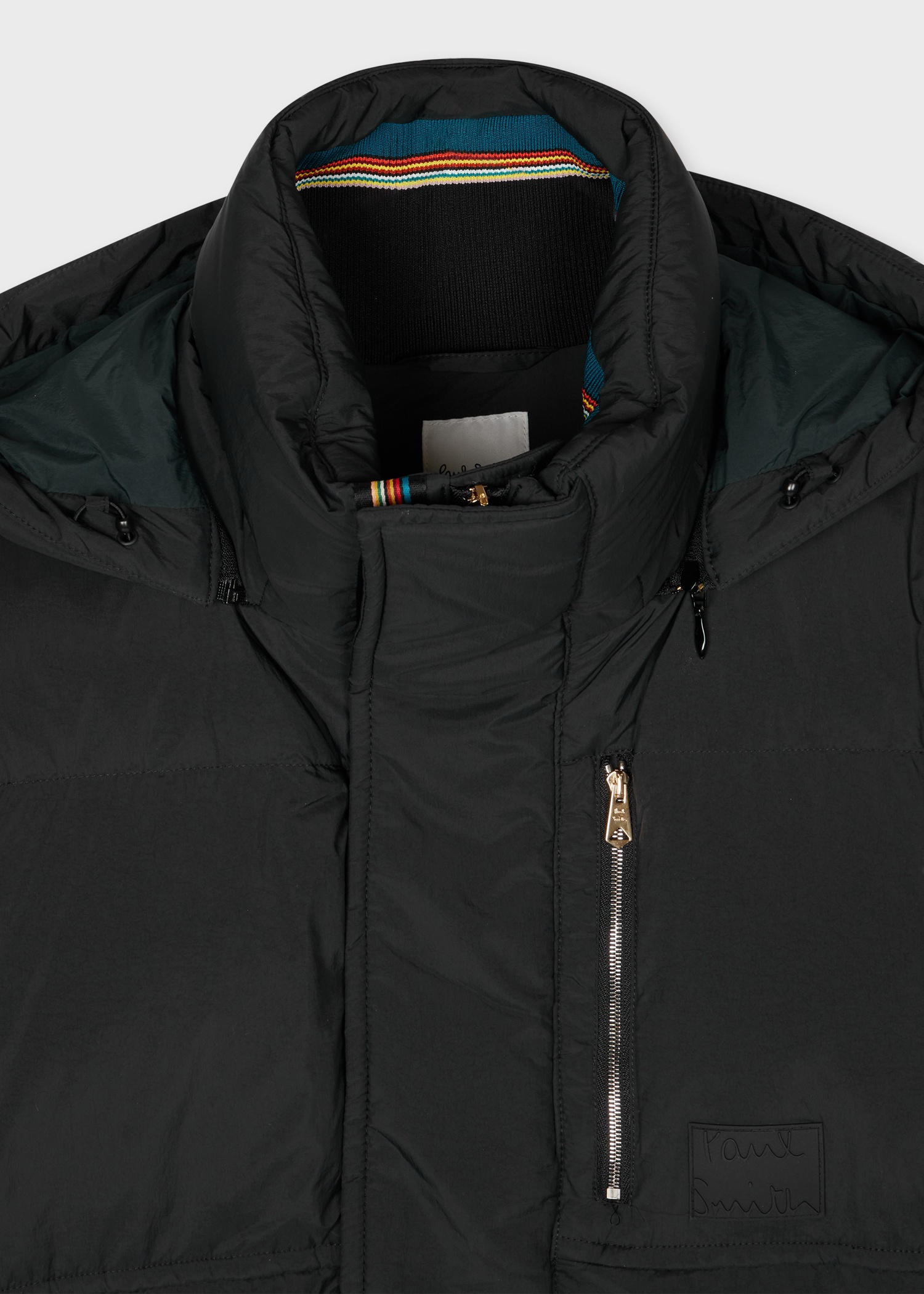 Black Water Repellent Mid-Length Down Coat - 4