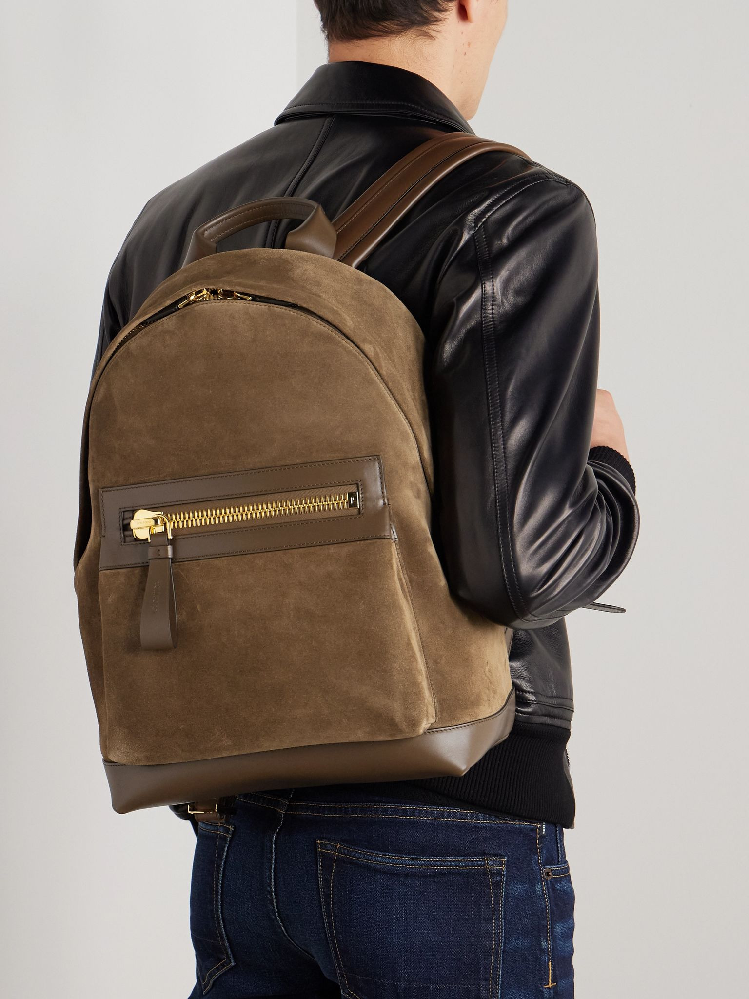 Buckley Leather-Trimmed Suede Backpack Brown - 2